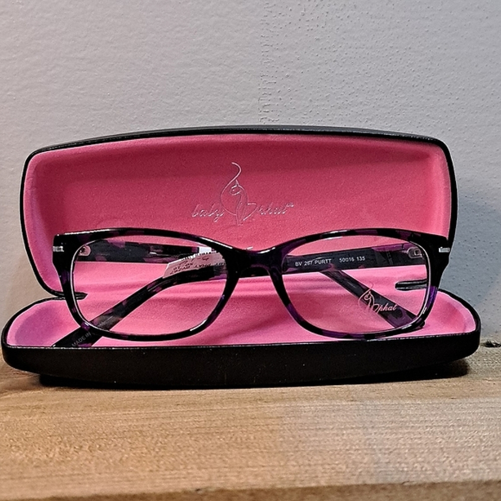 NEW Baby Phat Eyeglass Frame w/ case, Rx'able, purple tortoise, petite g…